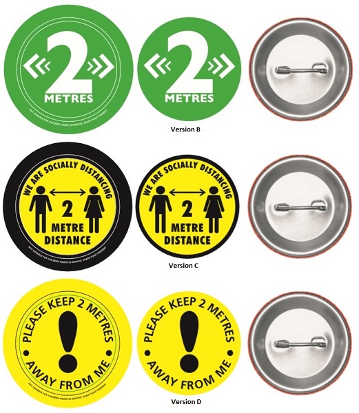 Button Badge to encourage social distancing